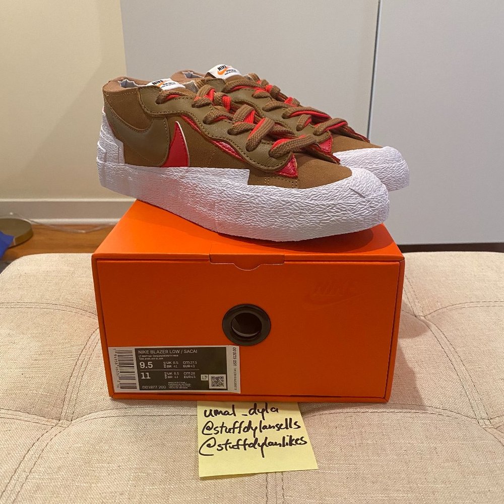 SACAI x Nike Blazer Low "Light British Tan" (555088-180) - Size 9.5 w/ receipt